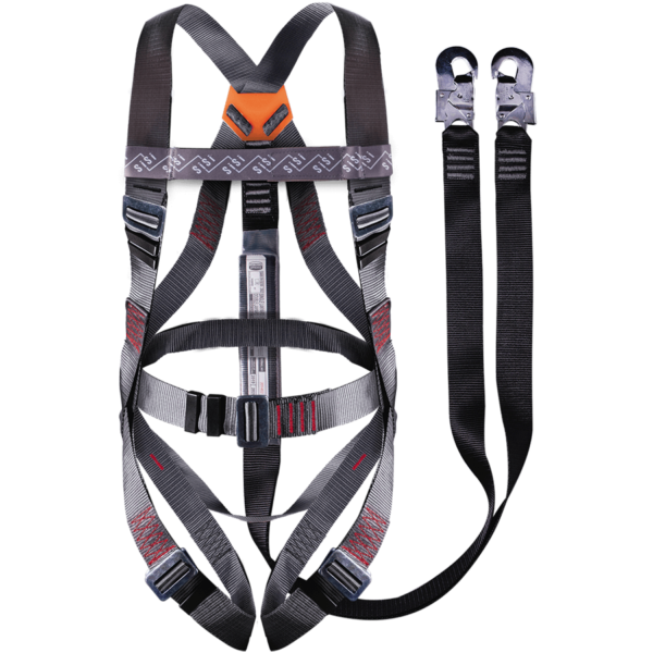 SISI BELTED HARNESS DOUBLE LEG LANYARD WITH SNAP HOOKS