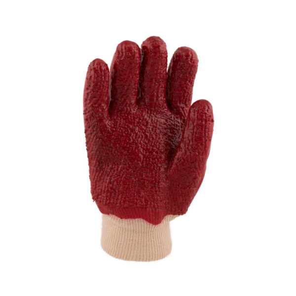 RED PVC HEAVY DUTY GLOVES ROUGH PALM